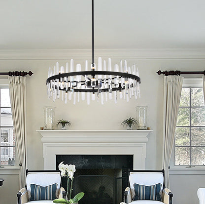 Serena 36 inch crystal round chandelier in black