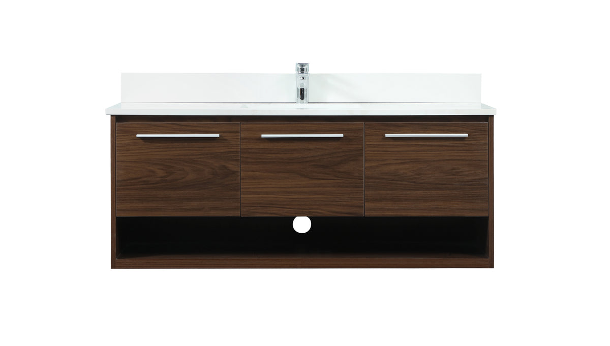 48 inch Single bathroom vanity in walnut with backsplash