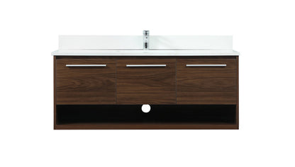 48 inch Single bathroom vanity in walnut with backsplash