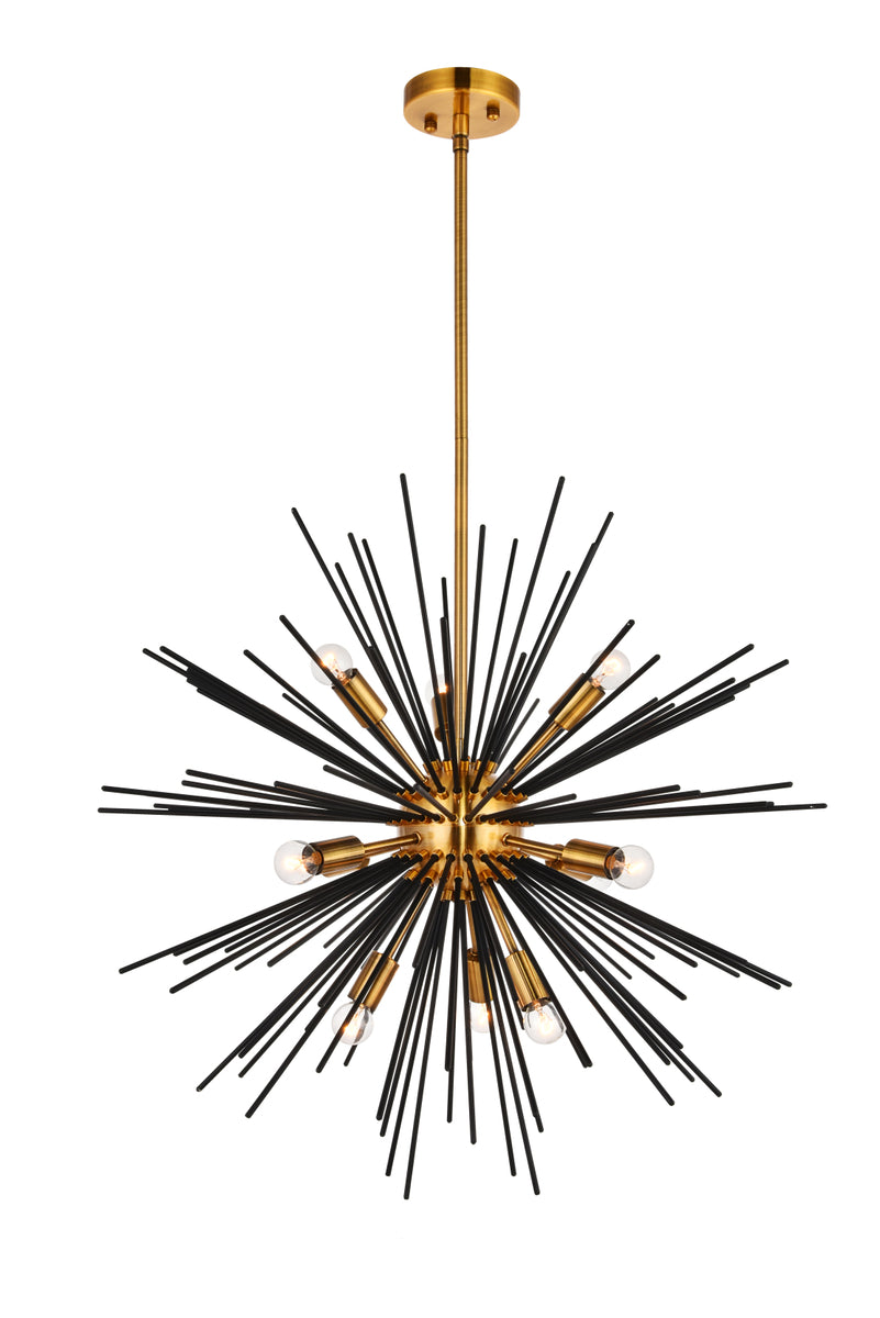 Daegan 10 light 26 inch light antique brass pendant