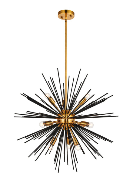 Daegan 10 light 26 inch light antique brass pendant