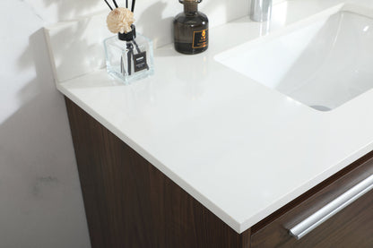 36 inch Single bathroom vanity in walnut with backsplash