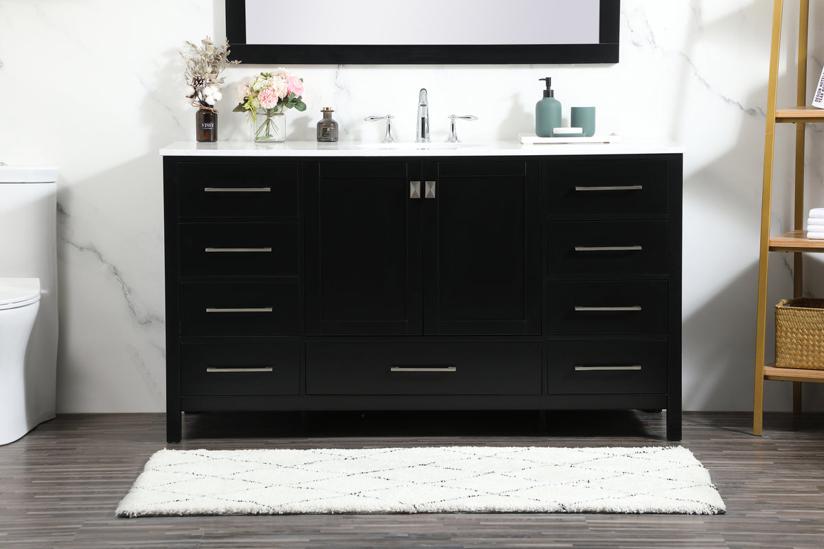 60 inch Single bathroom vanity in black