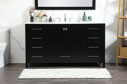 60 inch Single bathroom vanity in black