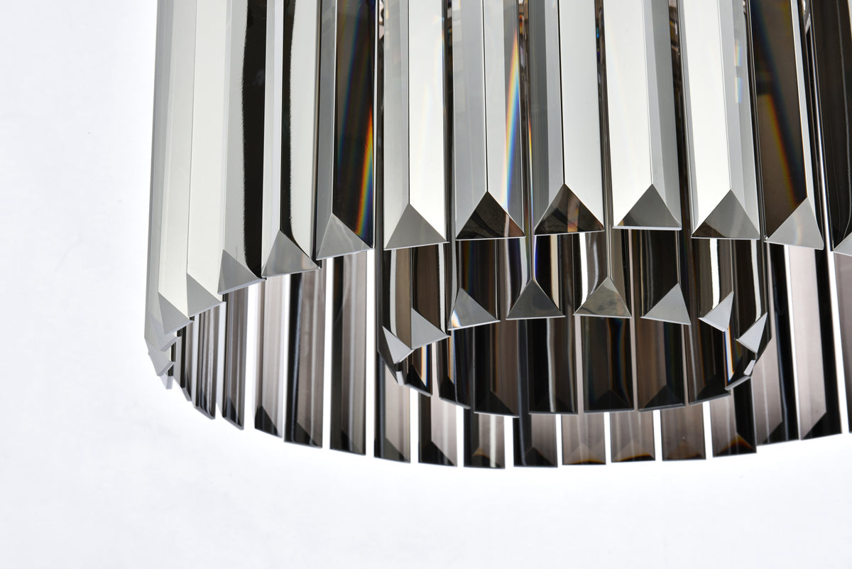 Sydney 6 light polished nickel Pendant Silver Shade (Grey) Royal Cut Crystal