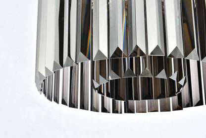 Sydney 6 light polished nickel Pendant Silver Shade (Grey) Royal Cut Crystal