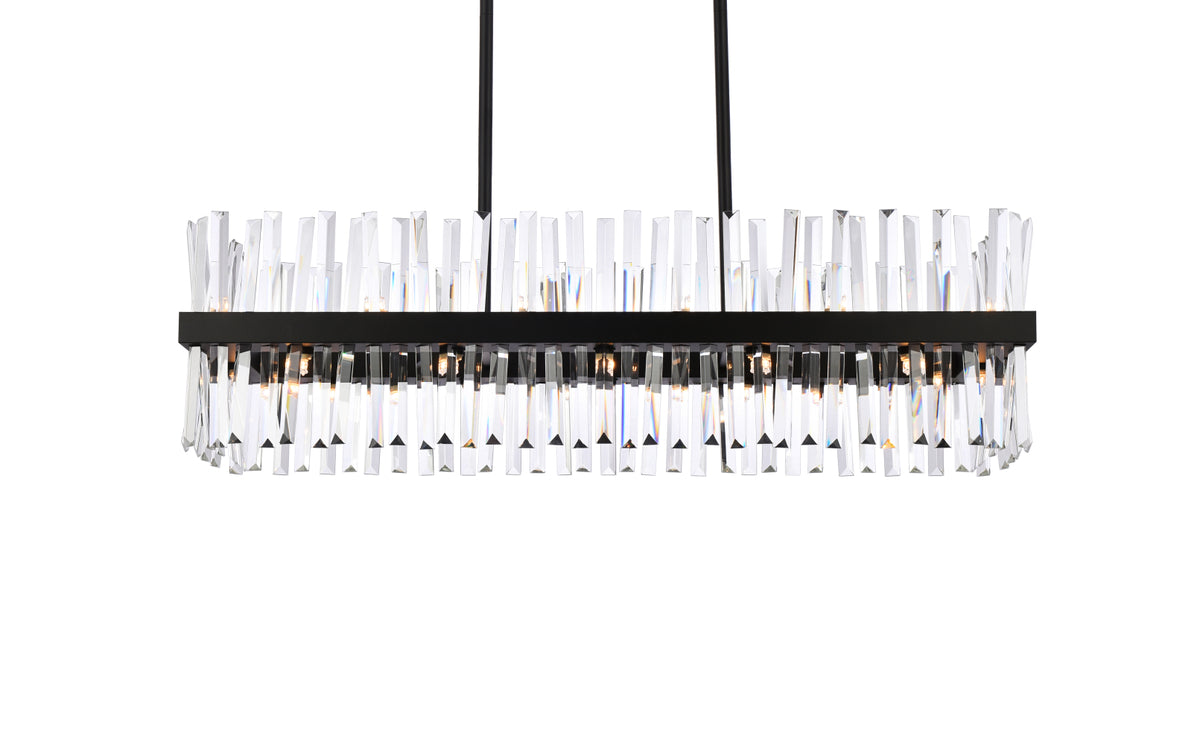 Serephina 42 inch crystal rectangle chandelier light in black
