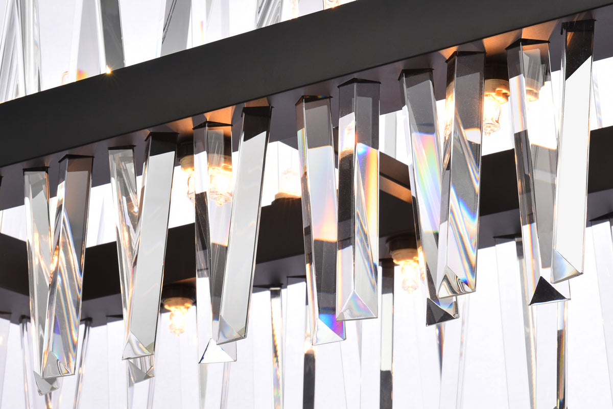 Serephina 30 inch crystal rectangle chandelier light in black