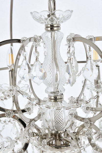 Geneva 6 light polished nickel Chandelier Clear Royal Cut crystal