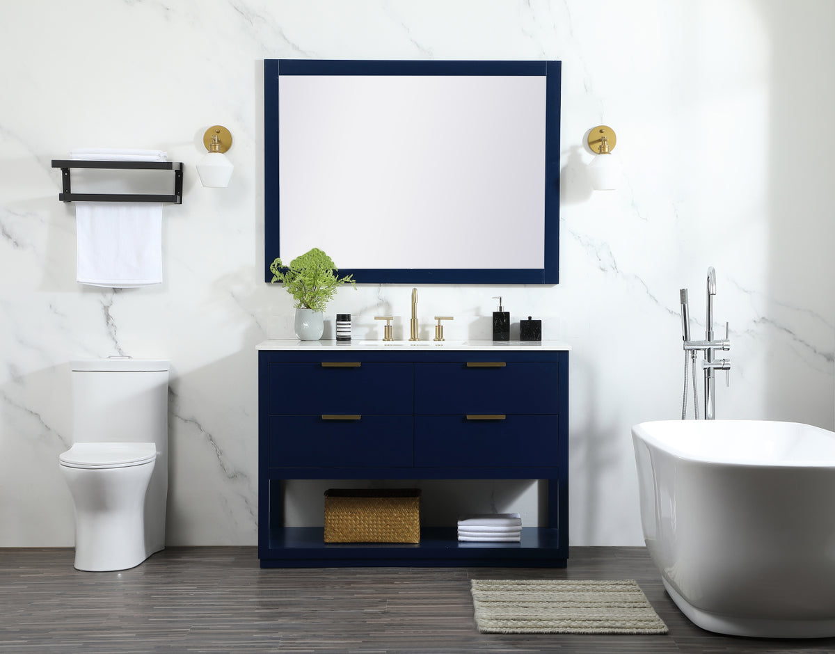 48 inch Single bathroom vanity in blue with backsplash