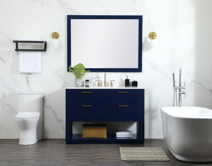 48 inch Single bathroom vanity in blue with backsplash