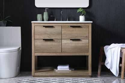 36 Inch SIngle Bathroom Vanity In Natural Oak