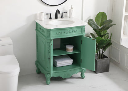 27 inch Single bathroom vanity in vintage mint
