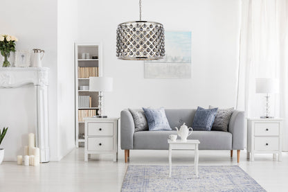 Madison 8 light polished nickel Chandelier Silver Shade (Grey) Royal Cut Crystal