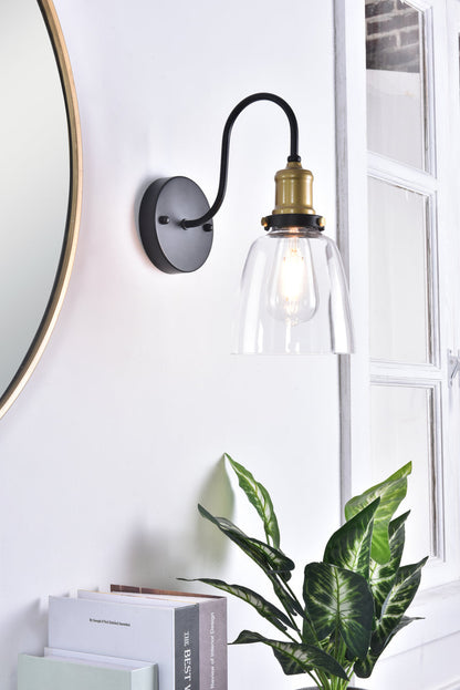Felicity 1 light brass and black Wall Sconce