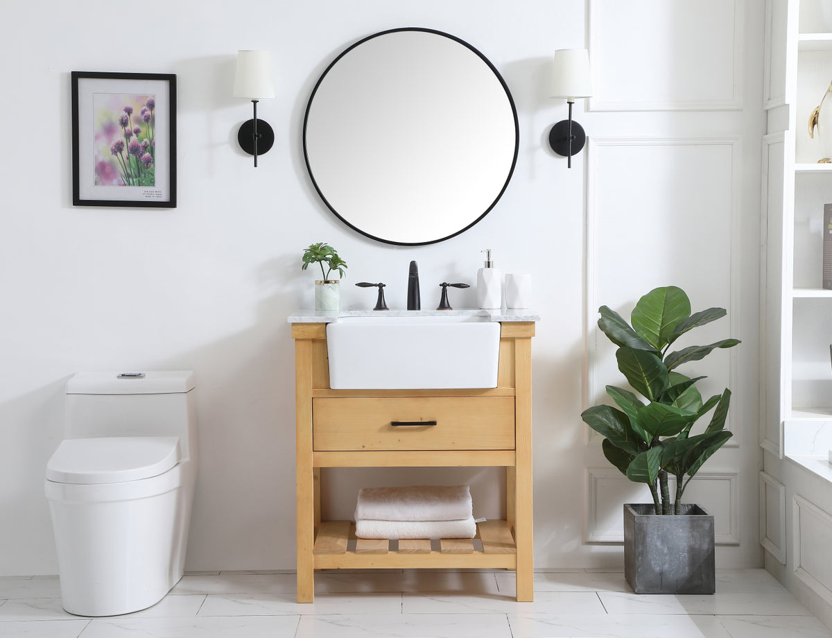 30 inch Single bathroom vanity in natural wood