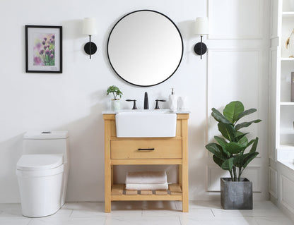 30 inch Single bathroom vanity in natural wood