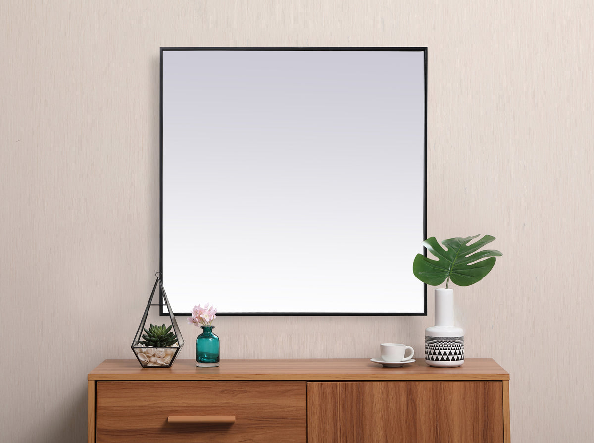 Metal Frame Square Mirror 42 inch in Black