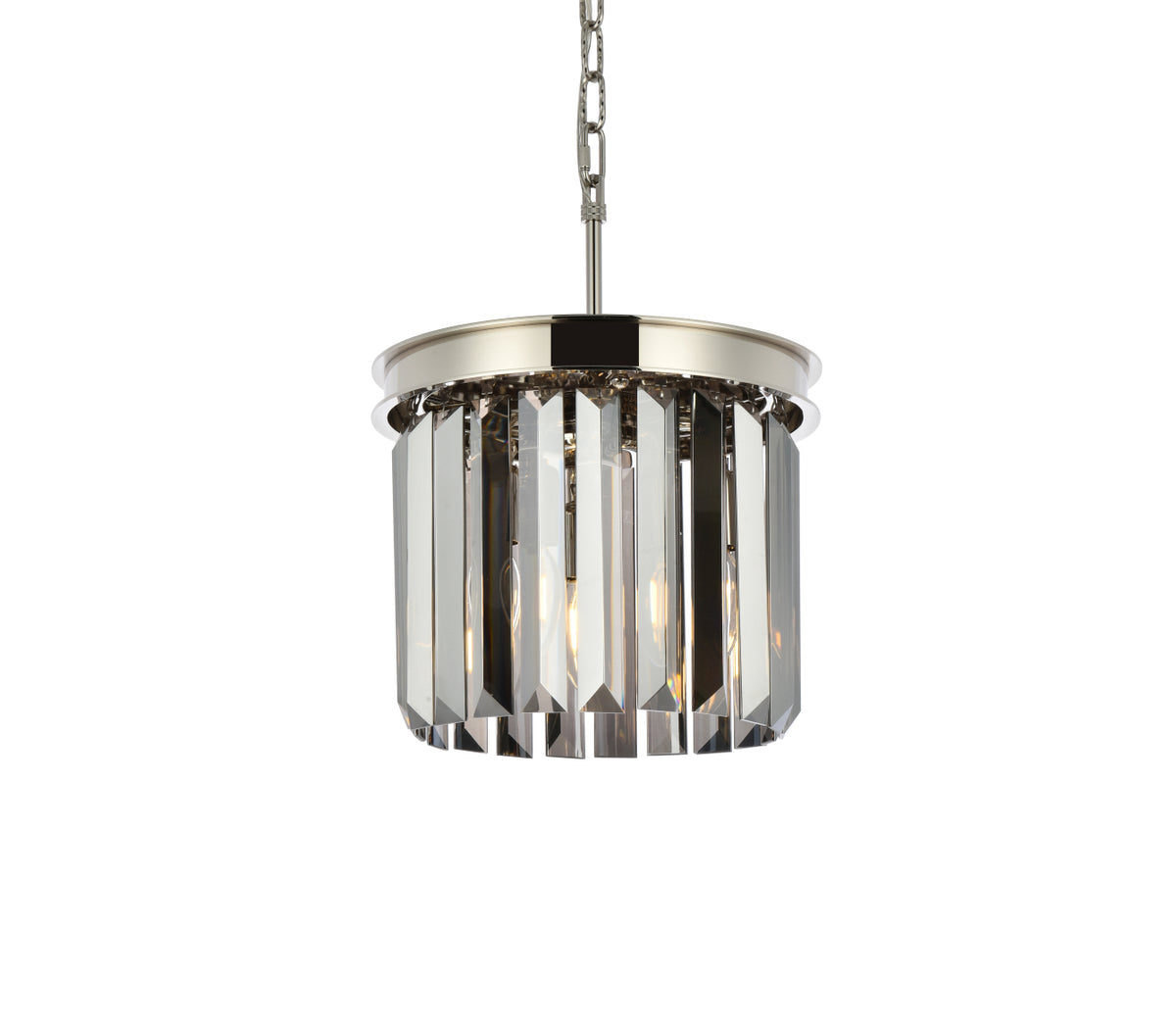 Sydney 3 light polished nickel Pendant Silver Shade (Grey) Royal Cut Crystal
