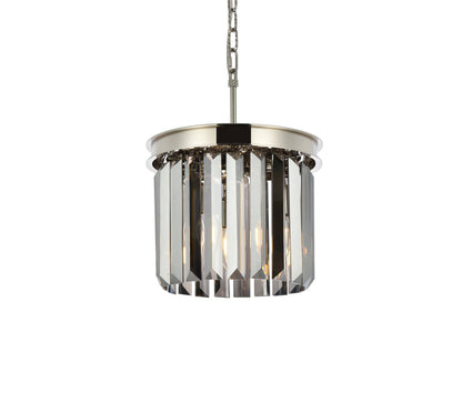 Sydney 3 light polished nickel Pendant Silver Shade (Grey) Royal Cut Crystal