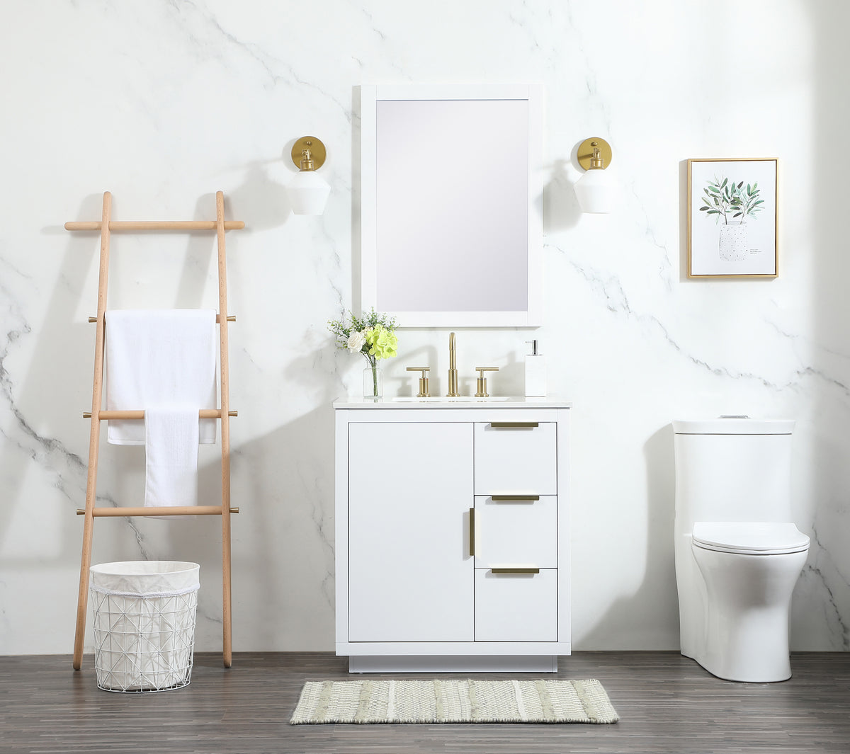 30 inch Single bathroom vanity in white
