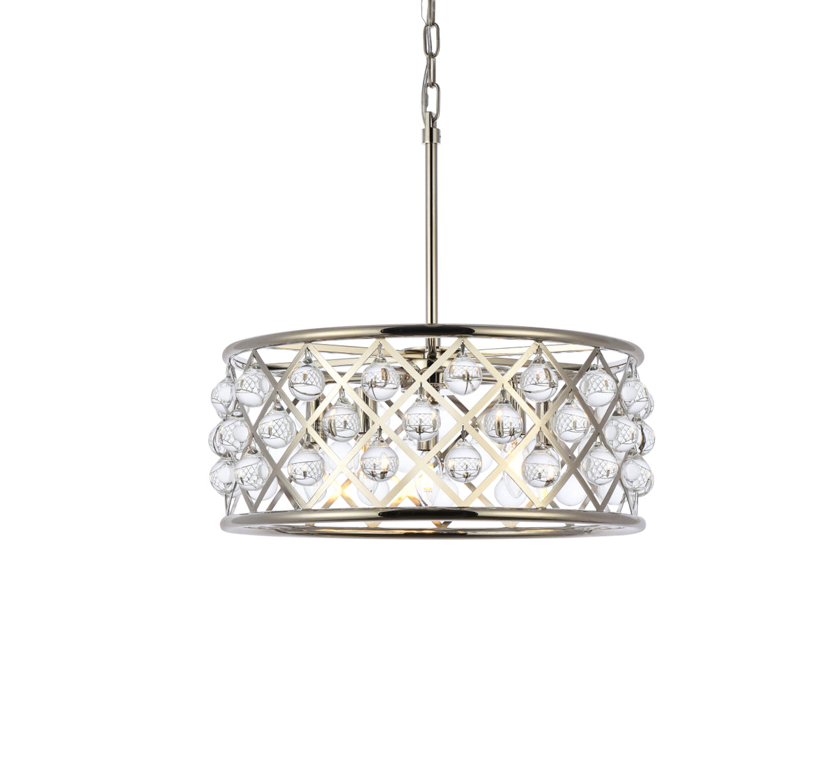 Madison 5 light polished Nickel Pendant Clear Royal Cut Crystal