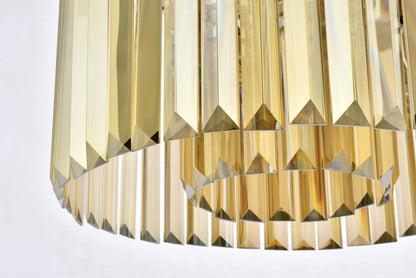 Sydney 6 light polished nickel Pendant Golden Teak (Smoky) Royal Cut Crystal