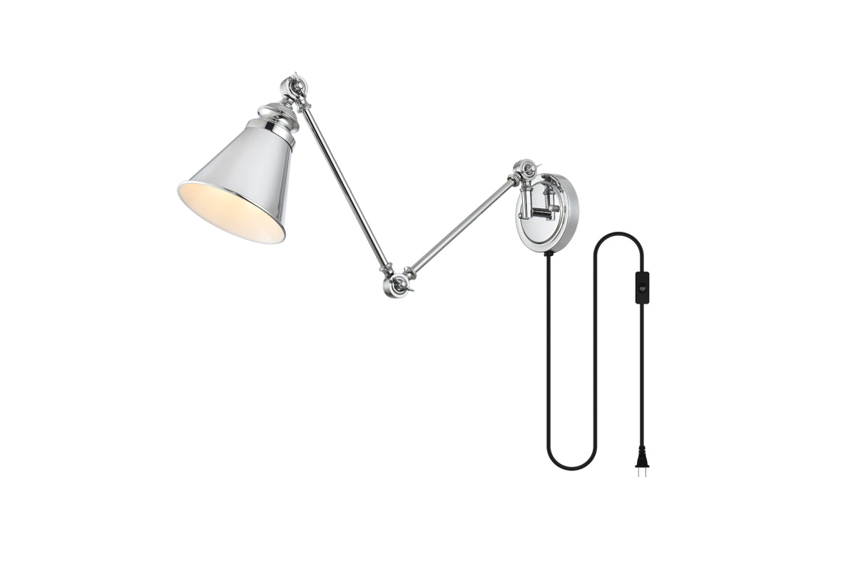 Van 1 light Chrome swing arm plug in wall sconce