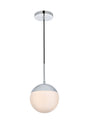 Eclipse 1 Light Chrome Pendant With Frosted White Glass