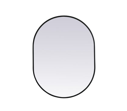 Metal Frame Oval Mirror 27x36 Inch in Black
