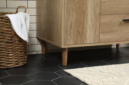 36 inch Single bathroom vanity in natural oak with backsplash