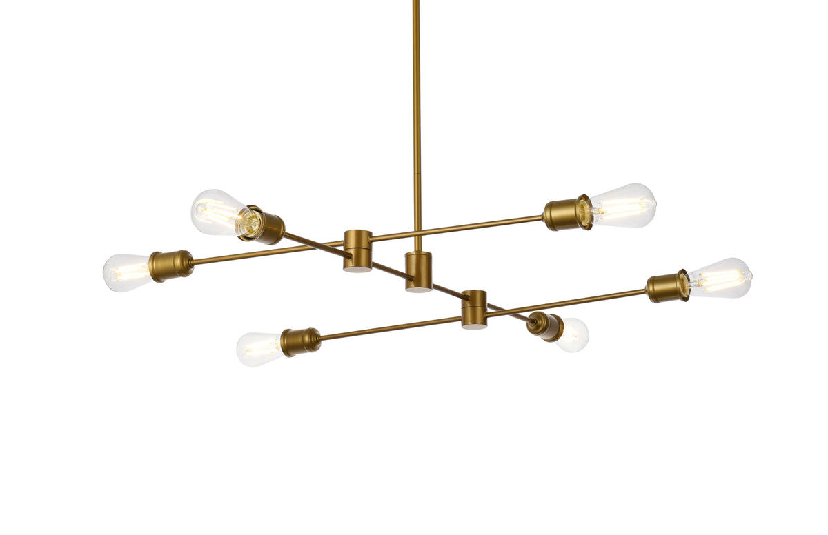 Xavier 6 lights pendant in brass