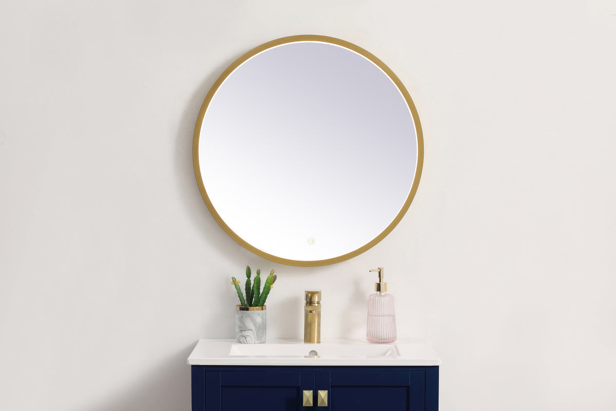 Pier 24 inch LED mirror with adjustable color temperature 3000K/4200K/6400K in brass