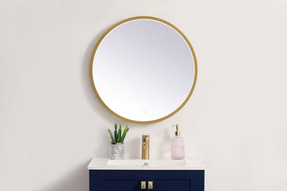 Pier 24 inch LED mirror with adjustable color temperature 3000K/4200K/6400K in brass
