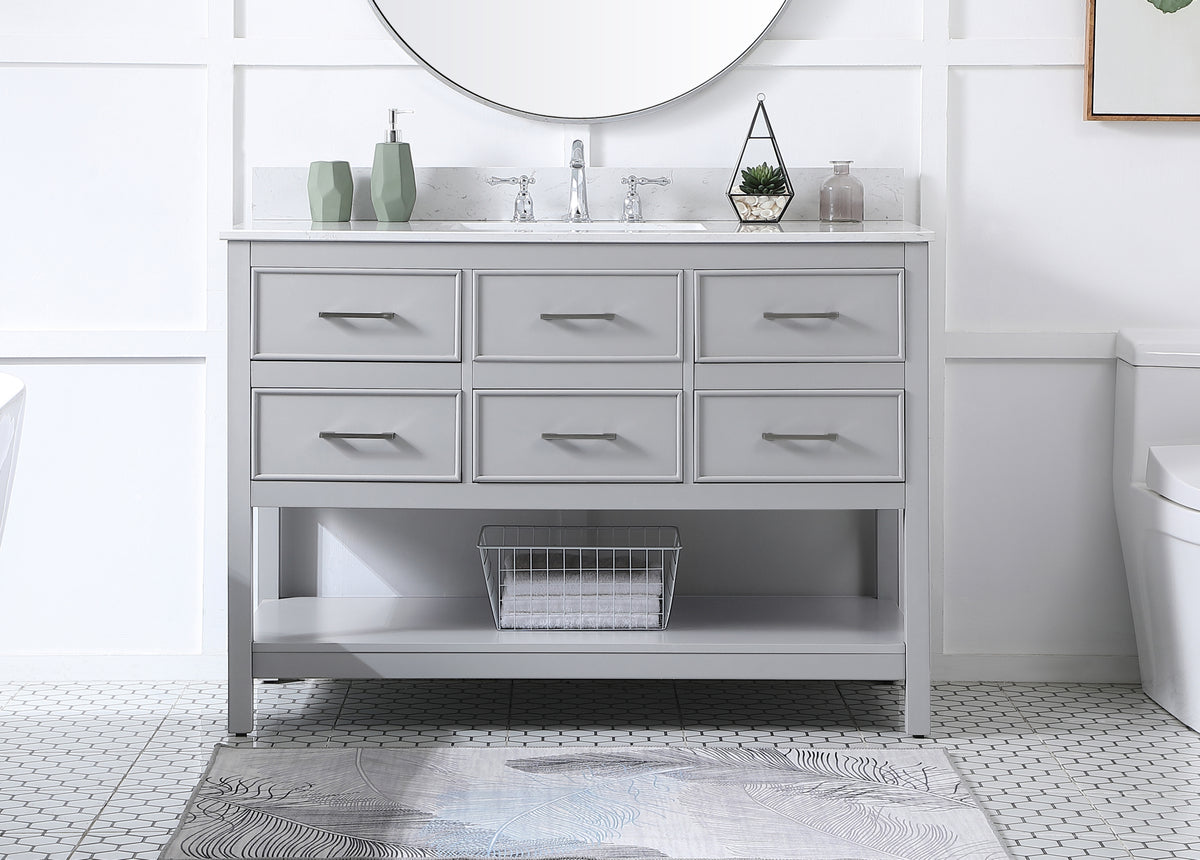 48 inch Single bathroom vanity in gray with backsplash