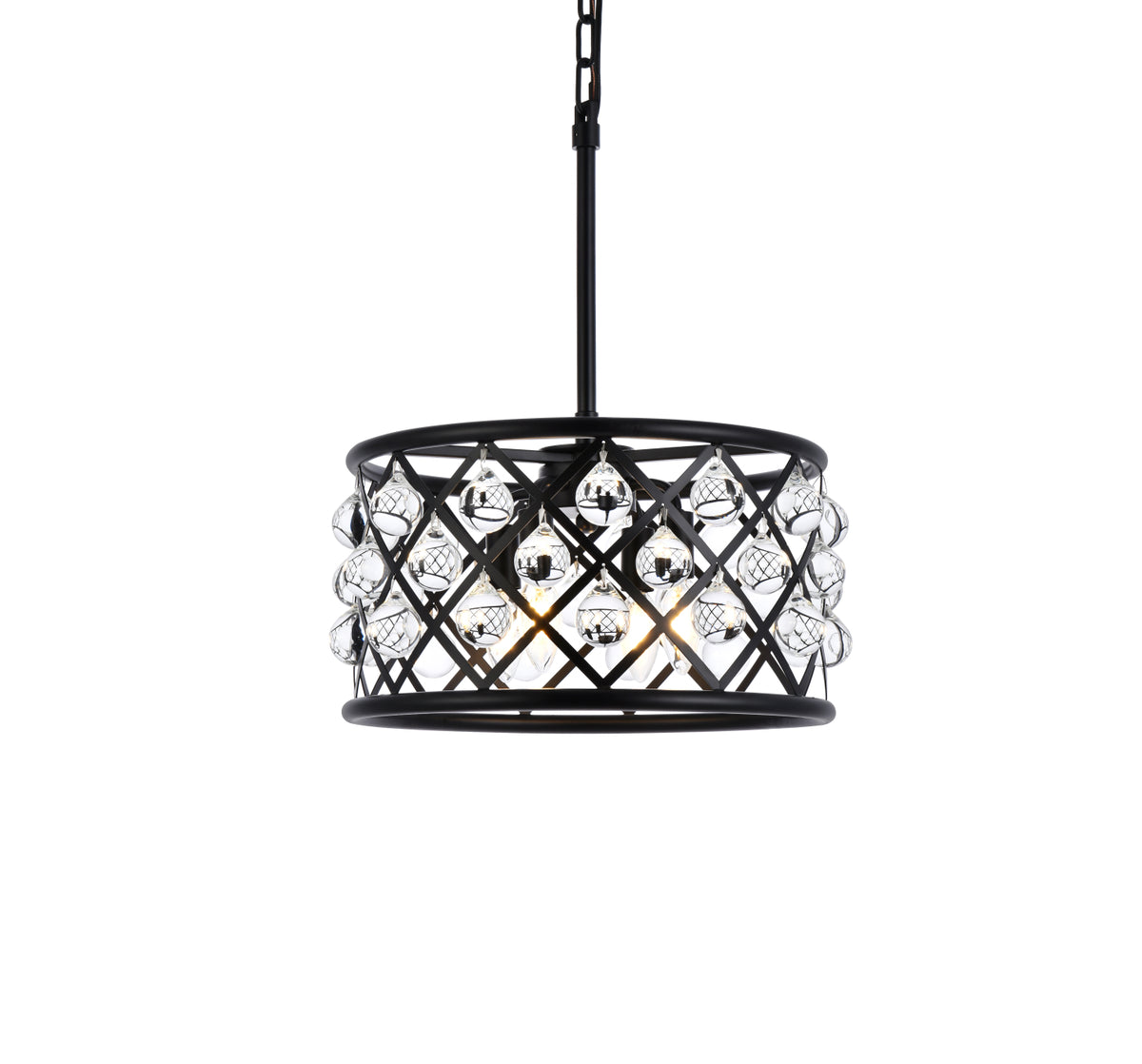 Madison 4 light Matte Black Pendant Clear Royal Cut Crystal