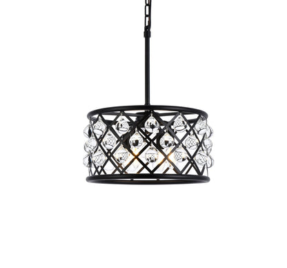 Madison 4 light Matte Black Pendant Clear Royal Cut Crystal