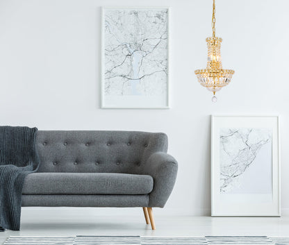 Tranquil 6 light Gold Pendant Clear Royal Cut Crystal