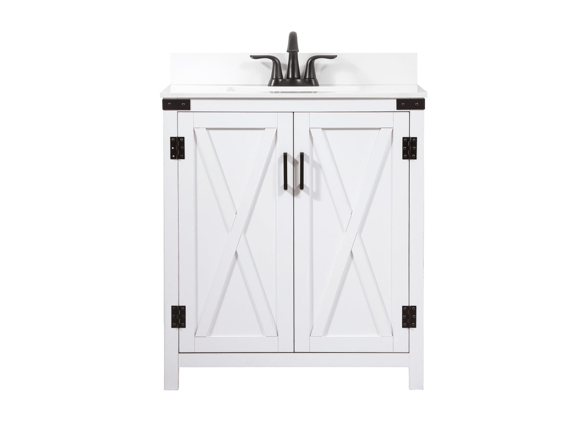 30 inch Single bathroom vanity in white with backsplash