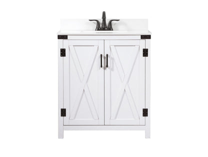 30 inch Single bathroom vanity in white with backsplash
