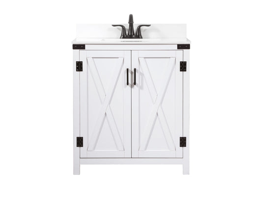 30 inch Single bathroom vanity in white with backsplash