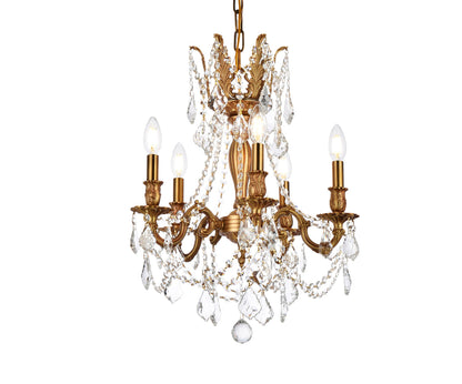 Rosalia 5 light French Gold Pendant Clear Royal Cut Crystal