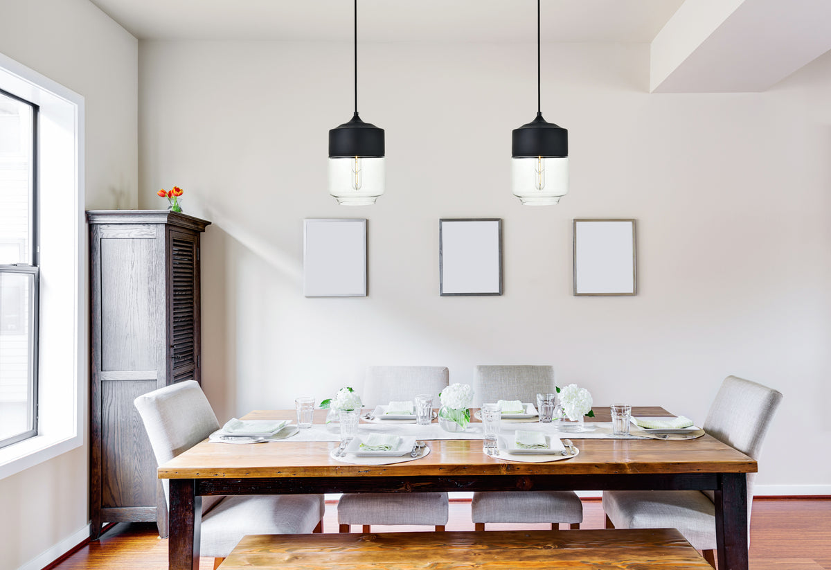 Ashwell 1 Light Black Pendant With Clear Glass