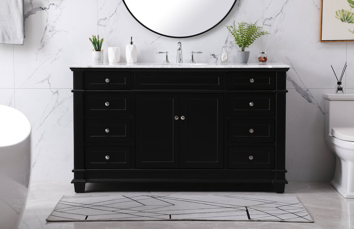 60 inch Single bathroom vanity set in black
