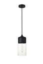 Ashwell 1 Light Black Pendant With Clear Glass