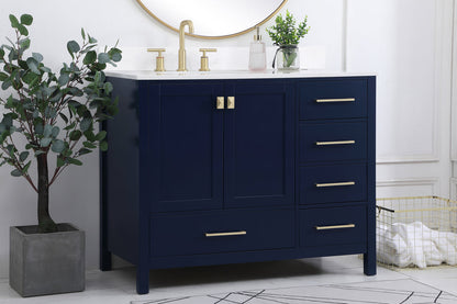 42 inch Single Bathroom Vanity in Blue with Backsplash