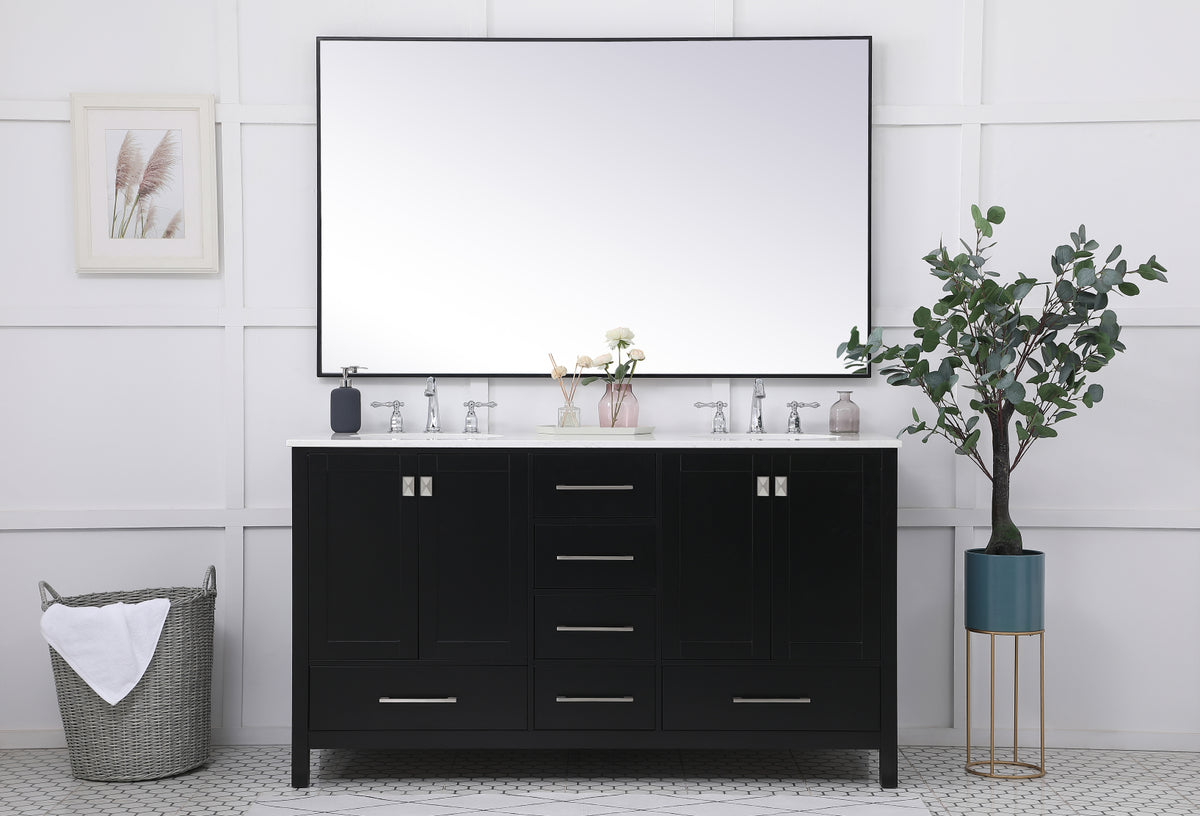 60 inch Double Bathroom Vanity in Black