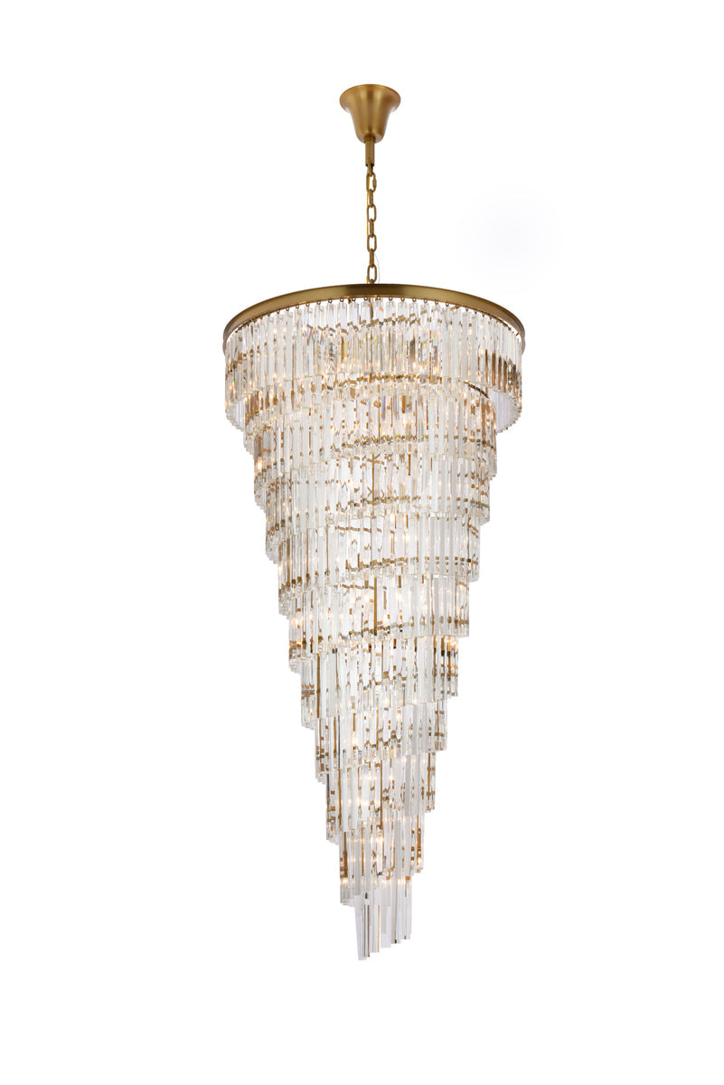 Sydney 36.5 inch spiral crystal chandelier in satin gold
