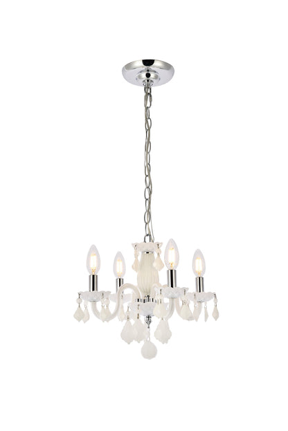 Rococo 4 light white Pendant White Royal Cut Crystal