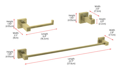 Isla 3-Piece Bathroom Hardware Set in Brushed Gold
